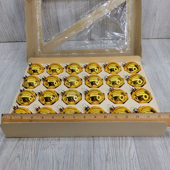 Vintage Gold Woolworth Woolco Glass Ornaments Bulbs 24 original box USA 2.25"‎ - Picture 10 of 11